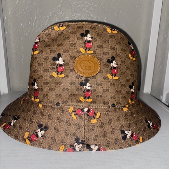 🔥 SOLD 🔥 AUTHENTIC GUCCI X MICKEY GG SIGNATURE MONOGRAM BUCKET HAT SZ M HTF - Picture 4 of 11